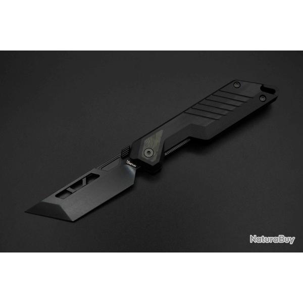 Couteau Ketuo Mutiny Lame Acier 14C28N Tanto PVD Noir Manche G10 Noir Linerlock KETM0166