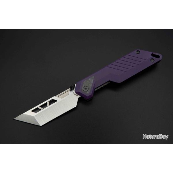 Couteau Ketuo Mutiny Lame Acier 14C28N Tanto Satin Manche G10 Violet Linerlock KETM0167