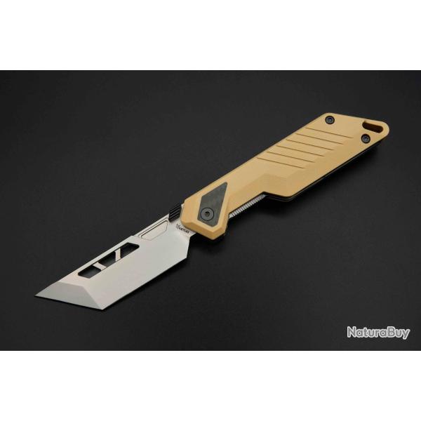 Couteau Ketuo Mutiny Lame Acier 14C28N Tanto Microbill�e Manche G10 Tan Linerlock KETM0169