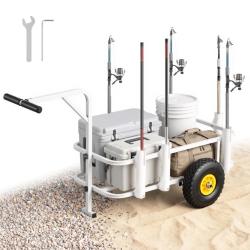 Chariot de P&ecirc;che Tout-Terrain 90 kg - 7 Porte-Cannes - 2 Roues 28 cm