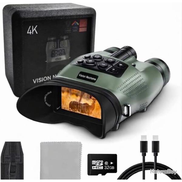 Jumelles Vision Nocturne 4K HD Infrarouge 600m Zoom 5X 8X Photo Vid�o Chasse avec Carte SD 32 Go