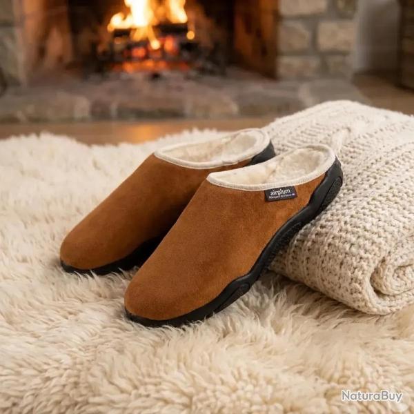 Chaussons Mules Fourr�es Doudou Marron Airplum 42