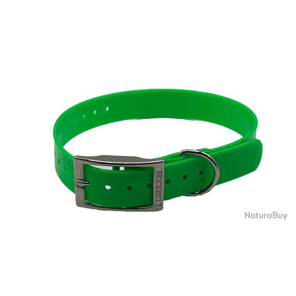 Collier Biothane Biogold 60 cm vert fluo HB DOG pour chien de chasse � fabrication fran�aise