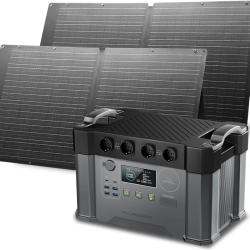 Station &Eacute;lectrique Portable ALLPOWERS S2000 Pro 1451 Wh 2400 W - Kit avec 2 Panneaux Solaires Pliabl