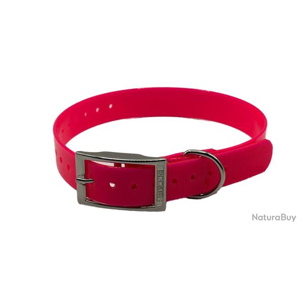Collier Biothane Biogold 60 cm rose fluo HB DOG pour chien de chasse � fabrication fran�ais