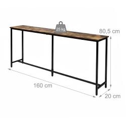 Console large polyvalente 80,5 x 160 x 20 cm design industriel style moderne en MDF brun fonc&eacute; 13_0