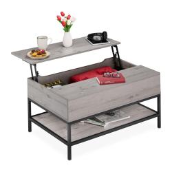 Table basse moderne avec plateaux relevables ajustables 100 x 50 x 45 cm espace de rangement foncti