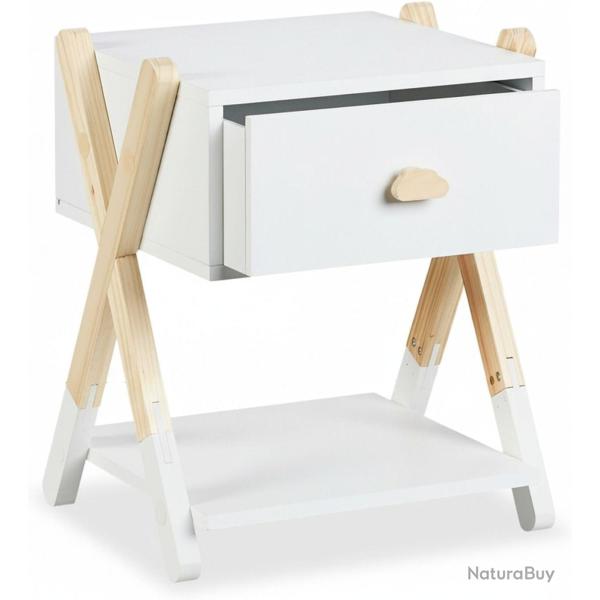 Table de chevet enfant pratique avec tiroir 42 x 34 x 32 cm style moderne chambre d�corative en MDF