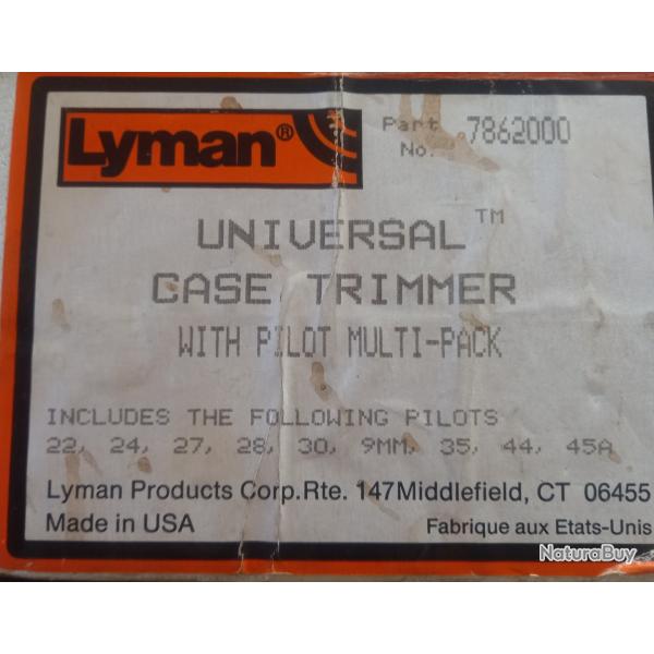 Raccourcissent de douilles CASE TRIMMER LYMAN avec 8 pilotes