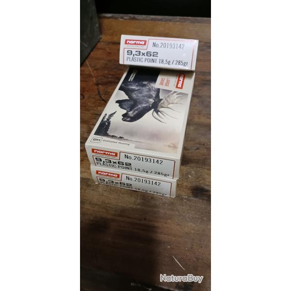 Cartouches NORMA PLASTIC POINT  9,3x62 18,5g / 285gr