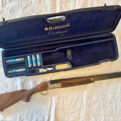 Fusil superpos&eacute; Bettinsoli Overland cal. 20/76 Canons 66 cm Bascule grav&eacute;e acier/dor&eacute;