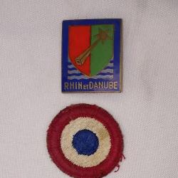 Insignes 1&egrave;re Arm&eacute;e France Lib&eacute;ration Rhin et Danube 1945 WW2