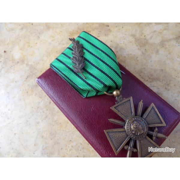 Croix guerre Etat Fran�ais Vichy 1939 1940 palme  39 40 deuxi�me guerre ww2 bataille France + boite