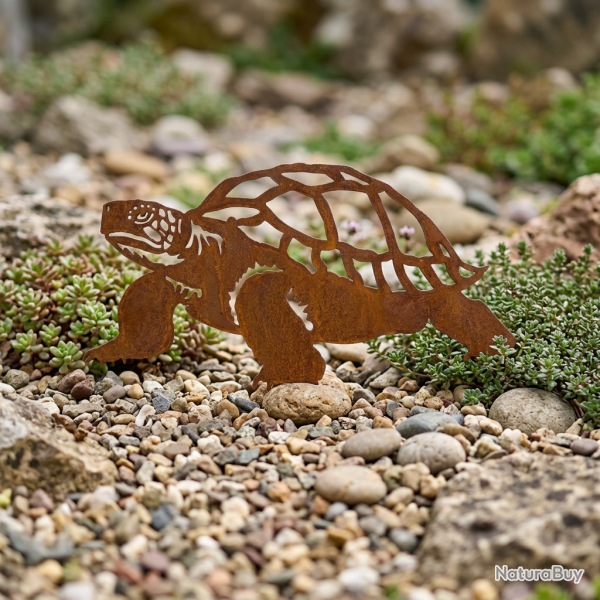 Tortue terrestre petit mod�le en m�tal � planter - Silhouette de d�coration de jardin