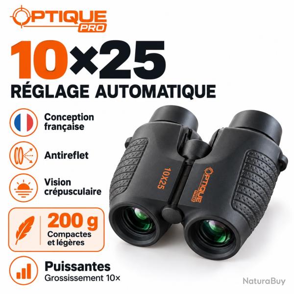 Jumelles � r�glage automatique - 10x25 Compact et puissante