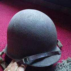 Casque USM1 WW2 Pontets mobile jugulaire cuir