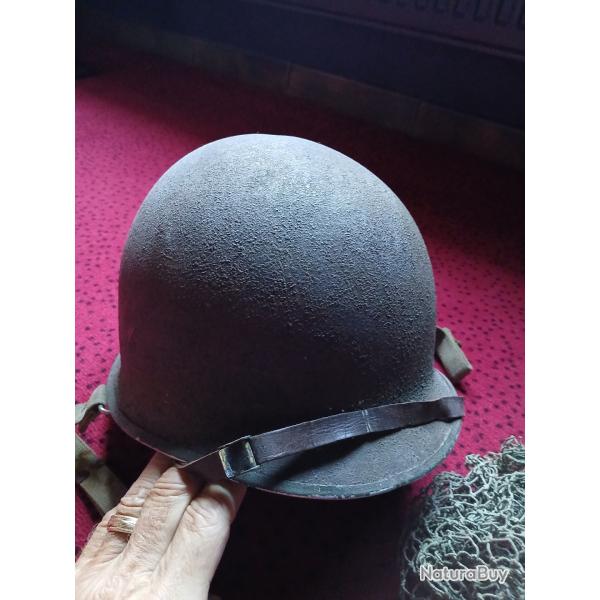 Casque USM1 WW2 Pontets mobile jugulaire cuir