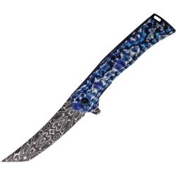 Couteau A/O Falcon Linerlock Lame Acier 440 Manche Aluminium Bleu et Argent FLNKS24207