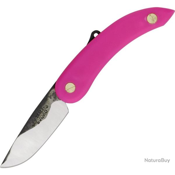 Canif Svord Peasant Lame Acier 15N20 Manche Polypro Rose Friction Folder Made In New Zealand SV138