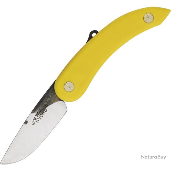 Canif Svord Peasant Lame Acier 15N20 Manche Polypro Jaune Friction Folder Made In New Zealand SV136