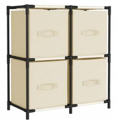 Armoire rangement acier tissu cr&egrave;me 63x30x71 cm 4 paniers grande capacit&eacute;