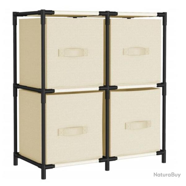 Armoire rangement acier tissu cr�me 63x30x71 cm 4 paniers grande capacit�