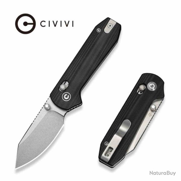 Couteau Pliant Civivi Lil Yonder Lame Acier 14C28N Manche G10 Noir Crossbar Lock CIVC25025B1