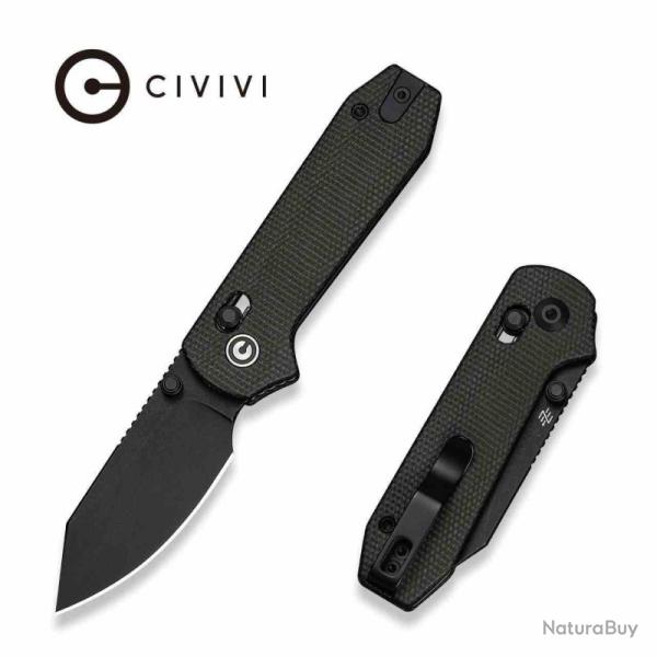 Couteau Civivi Lil Yonder Lame Acier 14C28N Manche Micarta Vert Fonc� Crossbar Lock CIVC25025B2