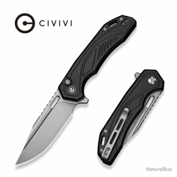 Couteau Pliant Civivi Zelthara Lame Acier 14C28N Manche Aluminium Noir Button Lock CIVC250761
