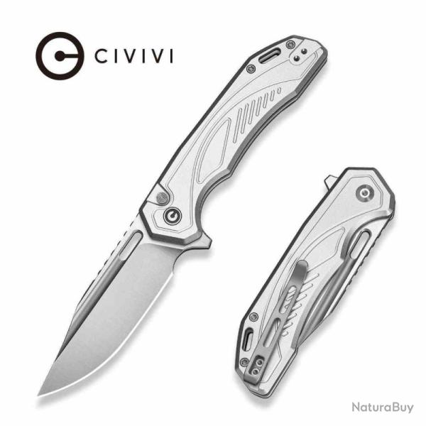 Couteau Pliant Civivi Zelthara Lame Acier 14C28N Manche Aluminium Argent Button Lock CIVC250763