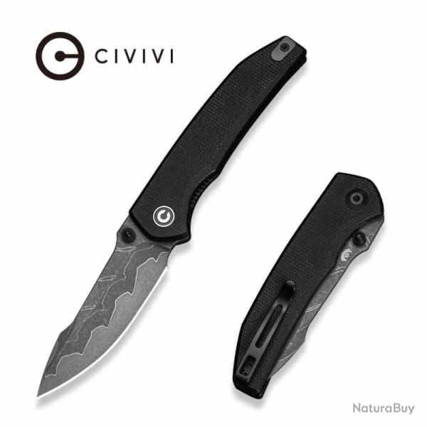 Couteau Pliant Civivi Ryson-E Lame Acier Damas Manche Micarta Noir Linerlock CIVC25097DS1