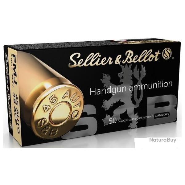 Munitions SELLIER & BELLOT cal.45 auto FMJ 14.9G X50 1BT