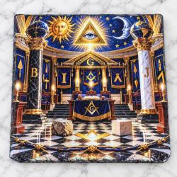 Tableau ardoise Temple franc-ma&ccedil;onnerie 20cm - sceau ma&ccedil;onnique - freemason art