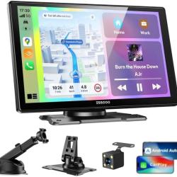 &Eacute;cran CarPlay Voiture 9 Pouces sans Fil avec Cam&eacute;ra de Recul HD Android Auto Apple CarPlay,Portable