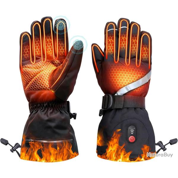 Gants Chauffants Moto Tactiles,Chauffage Sur L'ensemble Des Doigts imperm�ables et coupe-vent,3 nive