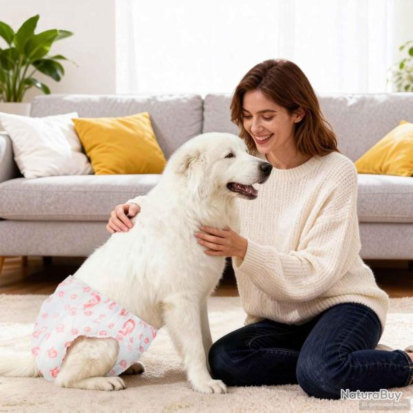 Couche jetable pour chienne, 30 pi�ces, blanche, taille XL