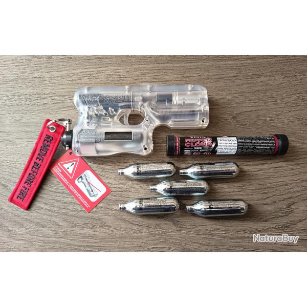 Pack pr�t � l'emploi pistolet de D�fense LTL Delta 1.50 CO2 Transparent Calibre .50 / 11 joules