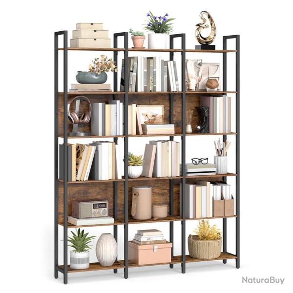 Biblioth�que �tag�re rangement 6 niveaux meuble de rangement 24 x 31,8 x 175 cm cadre en acier pour