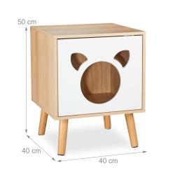 Maison de toilette cosy 45 x 40 x 40 cm pratique pour chat repos &eacute;l&eacute;gant entr&eacute;e design en bois gris