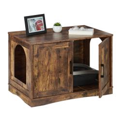Meuble de toilette design industriel pour chat 60 x 40 x 40 cm avec espace cosy d&eacute;coratif en MDF no