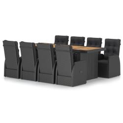 Mobilier &agrave; d&icirc;ner jardin 9 pi&egrave;ces avec coussins r&eacute;sine tress&eacute;e noir 02_0014936