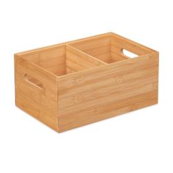 Bo&icirc;te de rangement empilable 14 x 30 x 20 cm 2 compartiments pratique design naturel en bambou natu