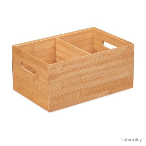 Bo�te de rangement empilable 14 x 30 x 20 cm 2 compartiments pratique design naturel en bambou natu