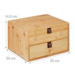 Organiseur de bureau en bambou 2 tiroirs spacieux rangement optimis&eacute; d&eacute;co moderne en bambou naturel