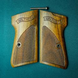 Plaquettes pour Walther PP / PPK/S - Loupe de noyer - Enti&egrave;rement faites &agrave; la main - Logo grav&eacute;