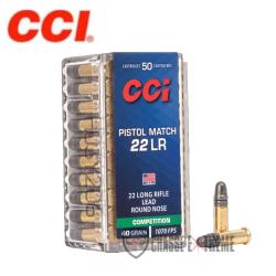 50 Munitions CCI Pistol Match 40Gr Cal 22 Lr LRN