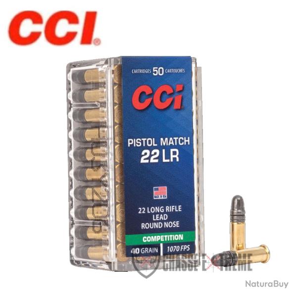 50 Munitions CCI Pistol Match 40Gr Cal 22 Lr LRN