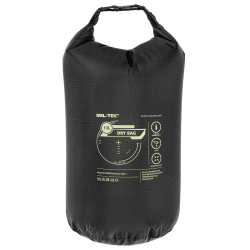 Sac &eacute;tanche Mil-Tec Dry Bag 13L polyester 210T enduit PU 60 g colonne d'eau 5 000 mm Noir