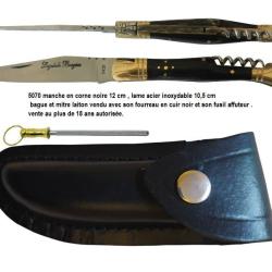 COUTEAU PLIANT LAGUIOLE BOUGNA 5070 MANCHE EN CORNE NOIRE