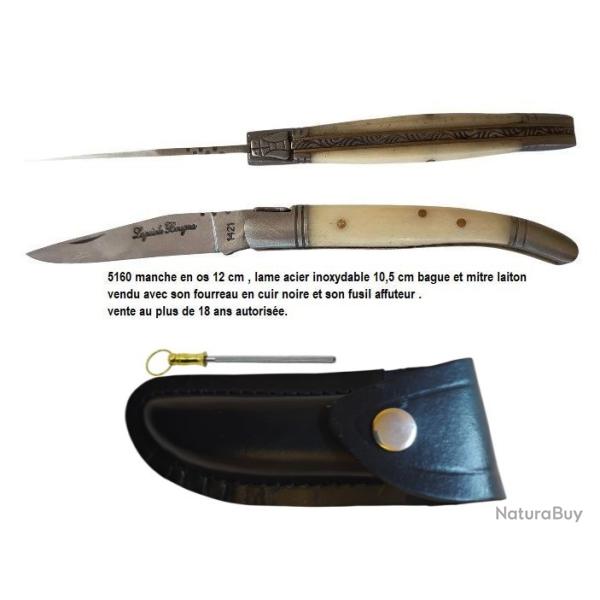 COUTEAU PLIANT LAGUIOLE BOUGNA 5160 MANCHE EN OS